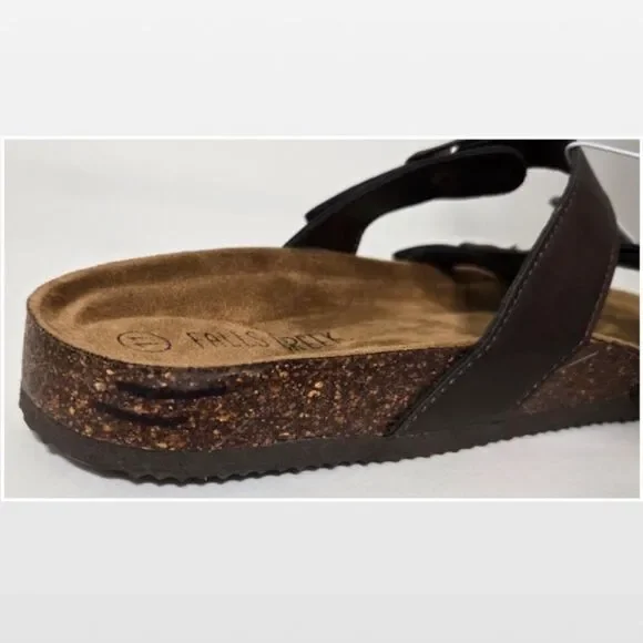 NewโFalls Creek Shoes Womens Sandals Dark Brown Straps Buckles Slip On Size 11 - Picture 15 of 15